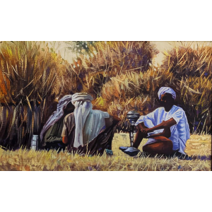 Kamran Ahmed, Harvest Break, 12 x 8 Inch, Oil On Canvas, Landscape Painting, AC-KMA-022